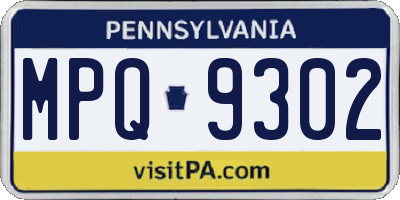 PA license plate MPQ9302