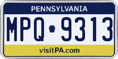 PA license plate MPQ9313