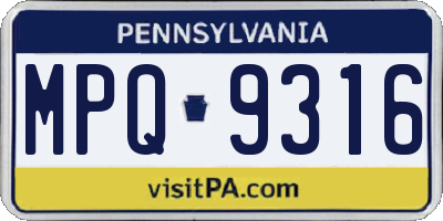 PA license plate MPQ9316