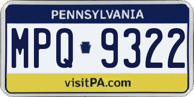 PA license plate MPQ9322
