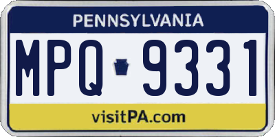 PA license plate MPQ9331