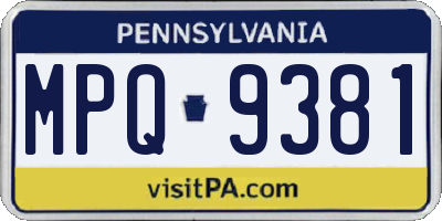 PA license plate MPQ9381