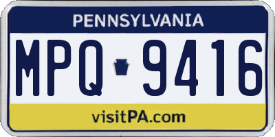 PA license plate MPQ9416