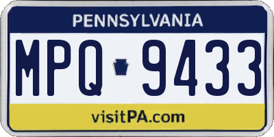 PA license plate MPQ9433