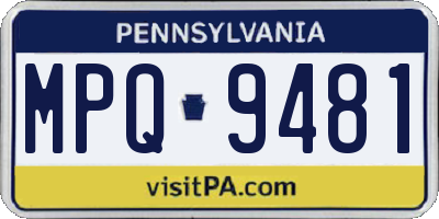 PA license plate MPQ9481