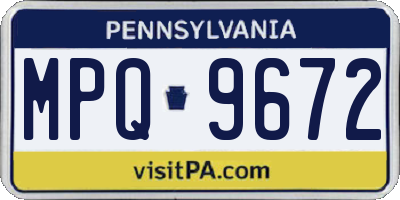 PA license plate MPQ9672