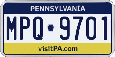 PA license plate MPQ9701
