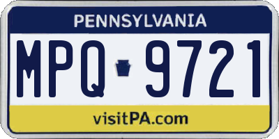 PA license plate MPQ9721