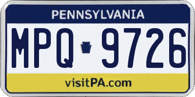 PA license plate MPQ9726