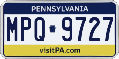 PA license plate MPQ9727