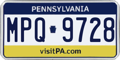 PA license plate MPQ9728