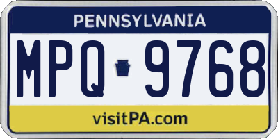 PA license plate MPQ9768