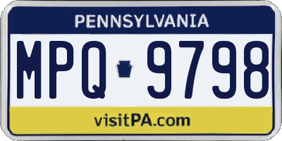 PA license plate MPQ9798