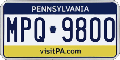 PA license plate MPQ9800