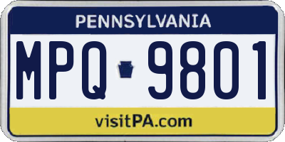 PA license plate MPQ9801
