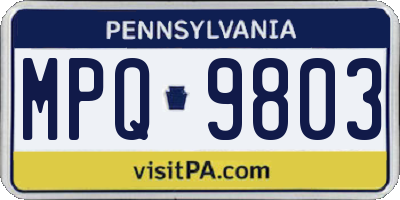 PA license plate MPQ9803
