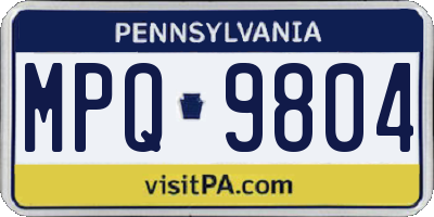 PA license plate MPQ9804