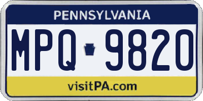 PA license plate MPQ9820