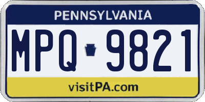 PA license plate MPQ9821