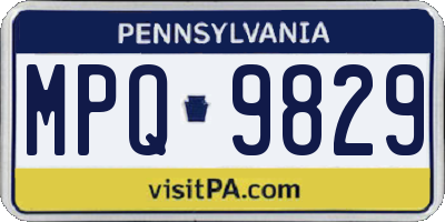 PA license plate MPQ9829