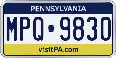 PA license plate MPQ9830