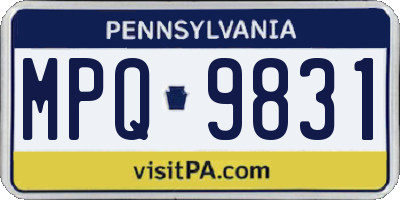 PA license plate MPQ9831