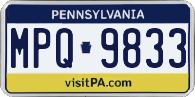 PA license plate MPQ9833