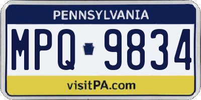 PA license plate MPQ9834