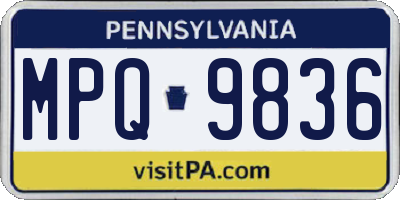 PA license plate MPQ9836