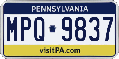 PA license plate MPQ9837
