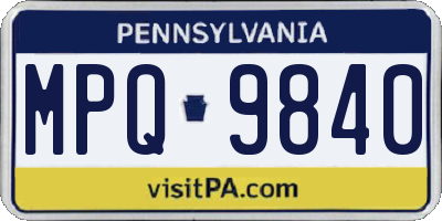 PA license plate MPQ9840