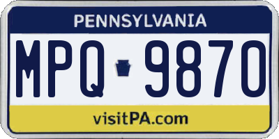 PA license plate MPQ9870