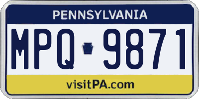 PA license plate MPQ9871