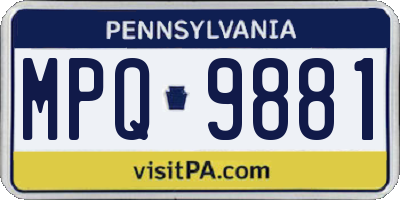 PA license plate MPQ9881