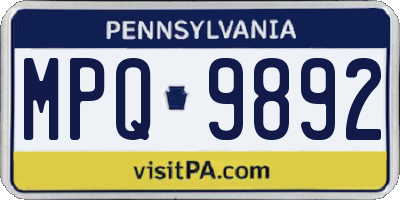 PA license plate MPQ9892