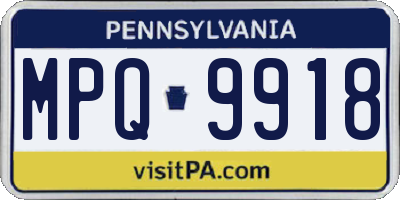 PA license plate MPQ9918