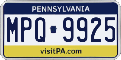 PA license plate MPQ9925