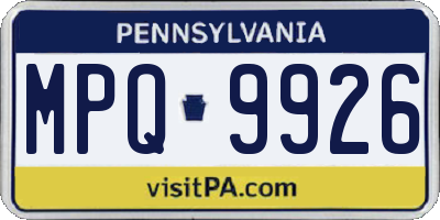 PA license plate MPQ9926