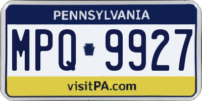 PA license plate MPQ9927