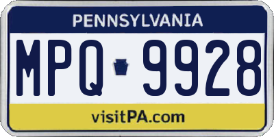 PA license plate MPQ9928