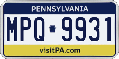 PA license plate MPQ9931