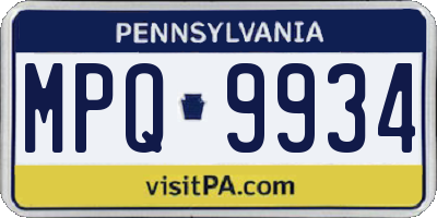 PA license plate MPQ9934