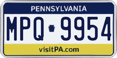 PA license plate MPQ9954