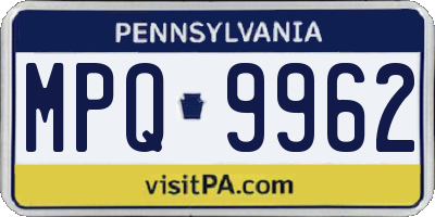 PA license plate MPQ9962