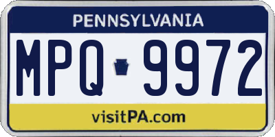 PA license plate MPQ9972