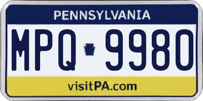 PA license plate MPQ9980