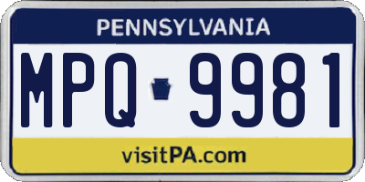 PA license plate MPQ9981