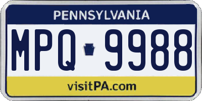 PA license plate MPQ9988