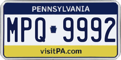 PA license plate MPQ9992