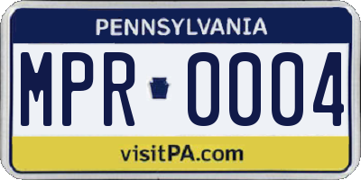 PA license plate MPR0004